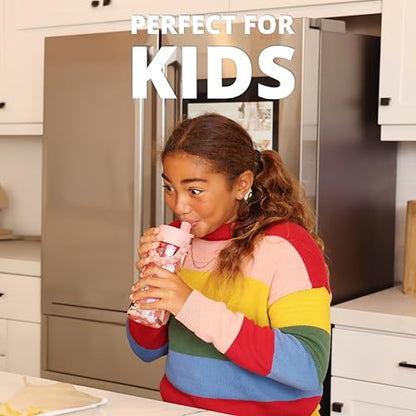 Elemental Water Bottles for Kids - Splash Kids Water Bottle for School with Pop-it Handle - BPA Free Tritan Plastic Water Bottle with Straw Leak Proof when Spout is Closed - Ice Cream - 18oz - color: Ice Cream