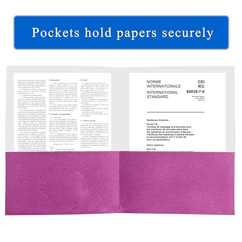Zzrywuty 50 Packs Heavy Duty Rose Purple 2 Pocket Folders with Business Card Slot,Holds 100 Sheets Fits Letter Size File Folder Presentation Folder for School,Office,Home - color: 50pcs -Rose Purple