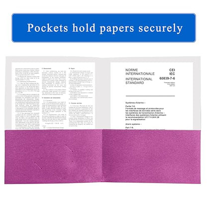Zzrywuty 50 Packs Heavy Duty Rose Purple 2 Pocket Folders with Business Card Slot,Holds 100 Sheets Fits Letter Size File Folder Presentation Folder for School,Office,Home - color: 50pcs -Rose Purple