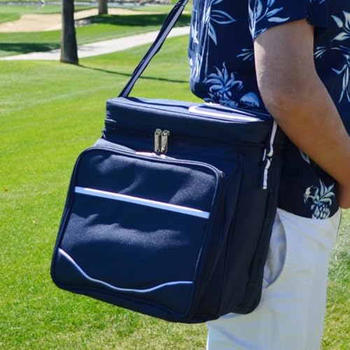 Picnic at Ascot Original Insulated Picnic Basket/Cooler Equipped with Service for 2- Designed, Assembled & Quality Approved in the USA - color: Navy/White