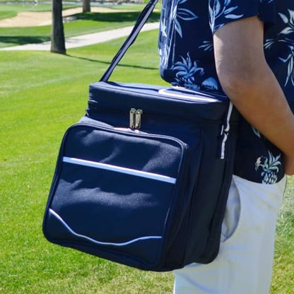Picnic at Ascot Original Insulated Picnic Basket/Cooler Equipped with Service for 2- Designed, Assembled & Quality Approved in the USA - color: Navy/White