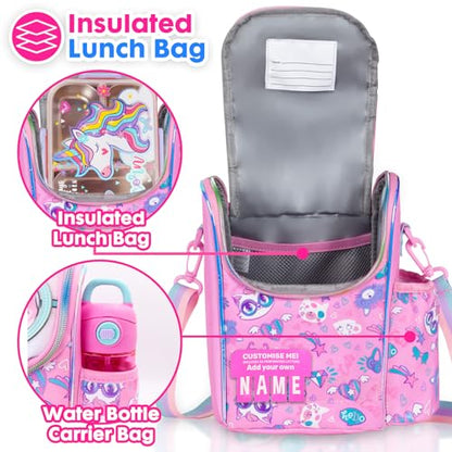Kids Cooler Insulated Lunch Bag, Back to School Large Meal Tote for Girls, Boys, Men, Women, with Water Bottle Holder and Adjustable Strap, Cat - color: Cat