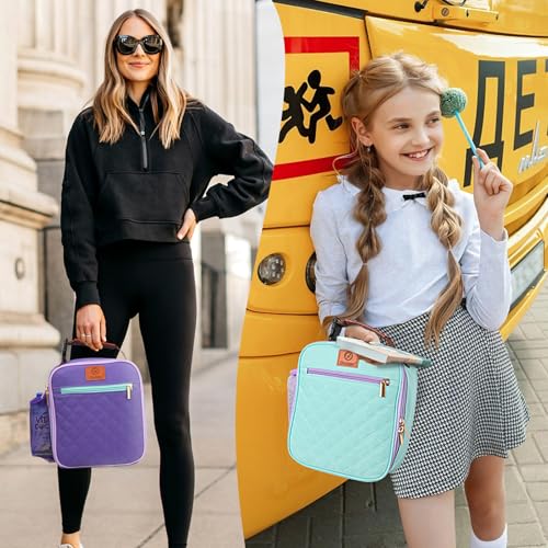 Genteen Kids Lunch Box Insulated Soft Mini Cooler with Bottle Holder, Lightweight Reusable Easy-Clean Lunch bag for Girls, Boys Back to School-Light Green - color: Light Green