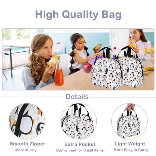 Cute Penguins Lunch Box,Insulated Lunch Bag for Girls Boys,Reusable Lunch Box for Kids Adults School Student Work Picnic Travel - color: Cute Penguins