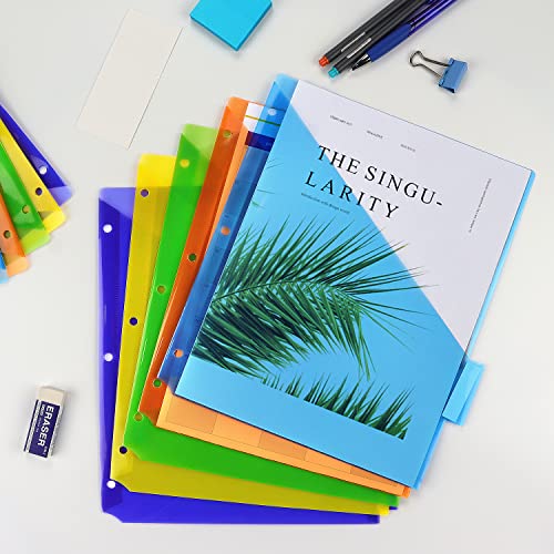 Plastic Binder Dividers with One Front Pocket and Tab Binder Divider for 3 Ring Binder, Multicolor, 10 Pack | Single Pocket File Organizers