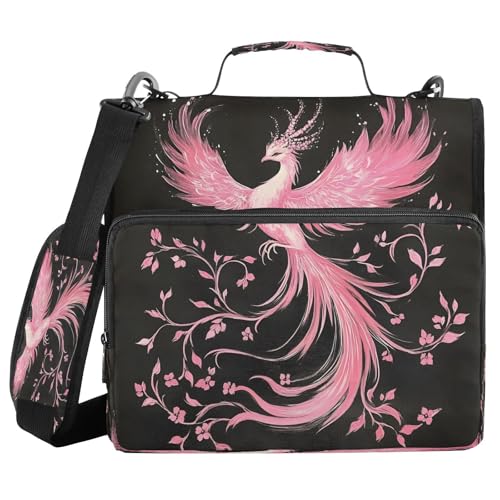 3 Ring Zipper Binder Pink Bird Binders Bag with Shoulder Strap 500 Sheets Paper Organizer Trapper Keeper Documents Storage File Folder for School Office - color: A1183