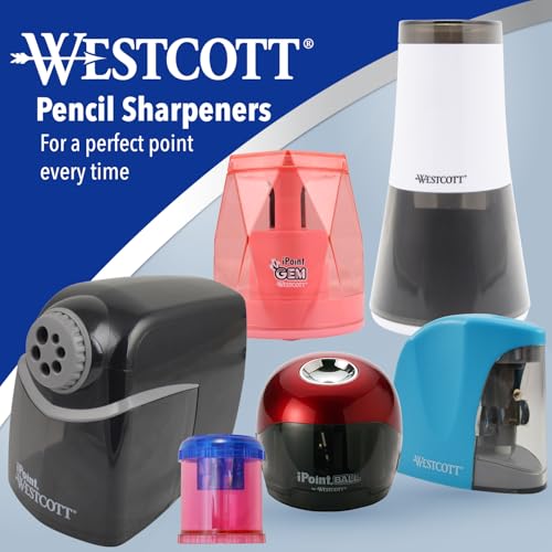 Westcott iPoint Curve Electric Pencil Sharpener - Sharpen Regular, Graphite, and Drawing Pencils - Office and School Supplies for Teachers and Kids - Compact - Corded Plug-in Design - White