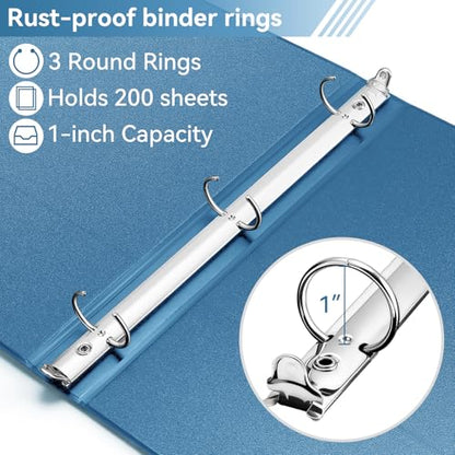 SUIN 1 Inch 3 Ring Binder, Clear 1'' View Presentation Binders with 2 Pockets, Fits 8.5 x 11 Letter Size, Durable Polypropylene, Non-Stick & PVC-Free for School, Office & Home (Aqua Blue) - color: Aqua Blue