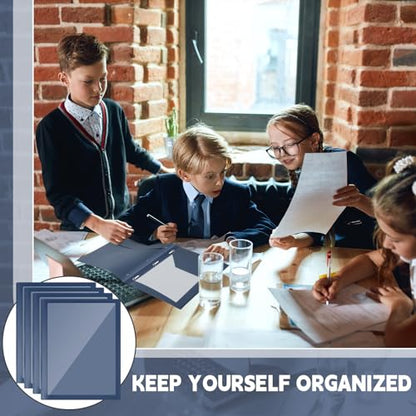 Teling 24pcs Heavy Duty Plastic Folders with Front Clear Pocket, 3 Prongs and 2 Pockets, Fit Letter-Size Paper Folders with Card Slot, for School Office Supplies Back to School Gifts (Blue) - color: Blue