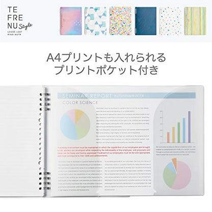 King Jim 9854TES-L106 Tefline Style A5 Stripe Ring Notebook - size: A5, style: stripe