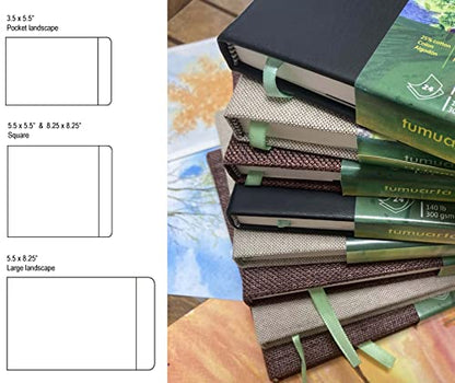 tumuarta Square Watercolor Journal, 8.25x8.25”, 140 LB, 300 GSM, Cotton Paper, Cold Press, 24 Sheets, 48 Pages, Watercolor Paper Sketchbooks for Use As Travel Mixed Media Pads On The Go (Blue) - color: Blue