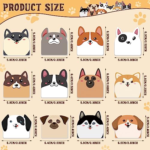 Yinder 24 Pads Cute Dog Sticky Notes Kawaii Animal Sticky Notes Pads Bulk Fun Cartoon Memo Pad Self Adhesive Tab Back to School Gift for Teacher Student Classroom Veterinary Dog Office Supplies - style: Dogs