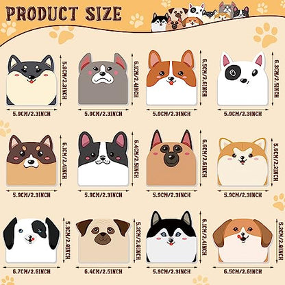 Yinder 24 Pads Cute Dog Sticky Notes Kawaii Animal Sticky Notes Pads Bulk Fun Cartoon Memo Pad Self Adhesive Tab Back to School Gift for Teacher Student Classroom Veterinary Dog Office Supplies - style: Dogs