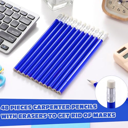 Fainne 48 Pcs Fat Pencils Jumbo Big Thick Large Pencils and 3 Pieces Sharpeners for Kids Beginners Preschoolers Kindergarten School Office Supplies(Blue+silver,Triangle) - color: Blue+Silver, style: Triangle