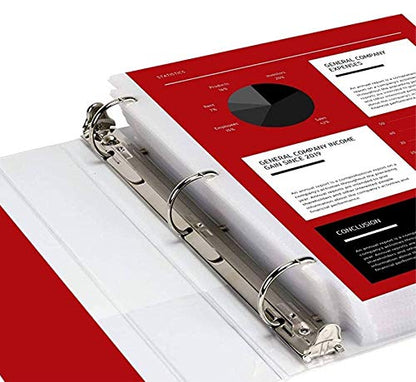 3 Ring Binder 3 Inch, Heavy Duty D-Ring, Holds 650 Sheets, 6 Pack White with Clear View Covers & 2 Pockets for 8.5x11 Paper, Nonstick PVC-Free, Gap-Free Closure, Assembled in USA - Ring Binder Depot