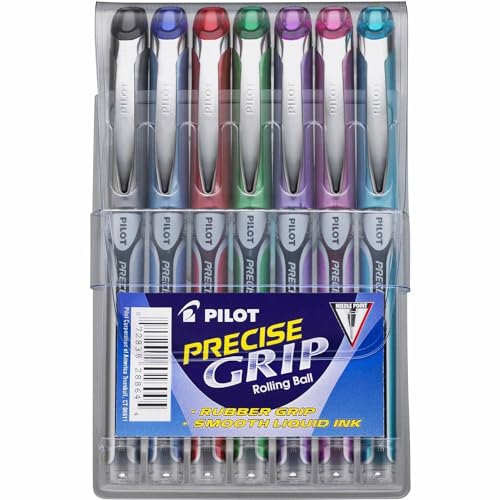 Pilot Precise Grip Liquid Ink Rolling Ball Stick Pens, Precise Grip Pens, Assorted Colors Ink, 1.0mm, 7-Pack - style: Precise Grip