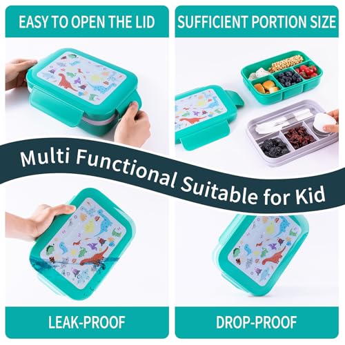 Bento Box for Kids Girls Boys, Adult,8-Compartment Leak-Proof Toddler Lunch Box for School, Drop-Proof Kids Lunch Containers with Insulated Bag, Microwave & Dishwasher Safe, BPA-Free, Green(Green) - color: green