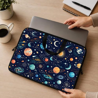 13 Inch Laptop Case Sleeve with Handle, Shockproof Slim Carrying Case | Soft Lining Computer Bag for MacBook Air 13 M3/M2/M1, MacBook Pro 13/14, iPad Pro 13 M4, Space Planet Print - color: Space Planet Print, size: 13-14 inch