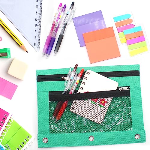 Pencil Pouch for 3 Ring Binders Zippered Pencil Case Canvas Pencil Bag with 2 Compartments (Set of 2, Pastel Green) - color: Patel Green