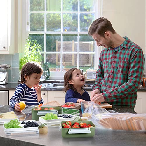 Shopwithgreen Set of 3 Salad Food Storage Container To Go, School & Travel,Food Prep Storage Containers with Lids (Khaki Green&Khaki Green&Khaki Green) | Food Storage Meal Prep Containers with Tray/Dressing Containers for Salad, Snacks,Fruit, BPA Free, Mi