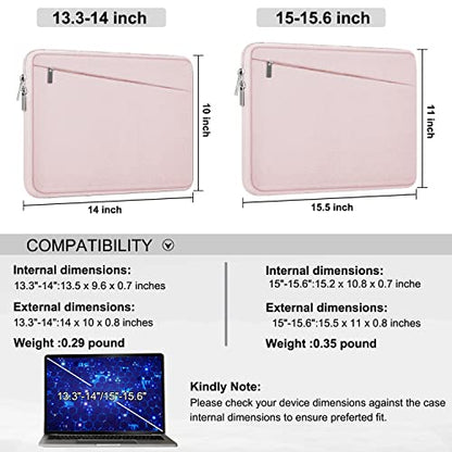 Laptop Sleeve, 15.6 inch Laptop Case, Durable Computer Carrying Bag Protective Case Briefcase Handbag with Front Pocket, Slim Laptop Case Cover for 15.6 Inch HP, Dell, Lenovo, Asus, Notebook, Pink - color: Pink, size: 15.6 Inch