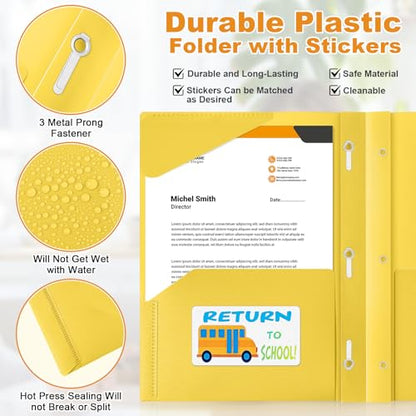 Henoyso 24 Set Take Home Folders with Clear Front Pocket, School-to-Home Communication Folder Bulk for Back to School Classroom, Heavy Duty Plastic Parent-Teacher Homework Folders (Yellow) - color: Yellow