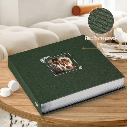 Lanpn 2 Packs Scrapbook Photo Album 12x12, Linen Window Design Cover Top Load 3 Ring Folder Binder Photo Book Photobook 12 x 12 inch with 30 Plastic Sleeves 60 Pages (Green) - color: Green, size: 12x12"/2PK