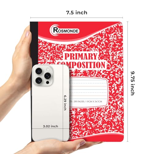 Rosmonde 5 Pack Primary Composition Notebook, 200 Pages (100 Sheets), Drawing Story Journal Writing Notebook, 9-3/4 x 7-1/2, Primary Composition Notebooks, Grades K-2, With Header For Drawing - size: 5 Pack