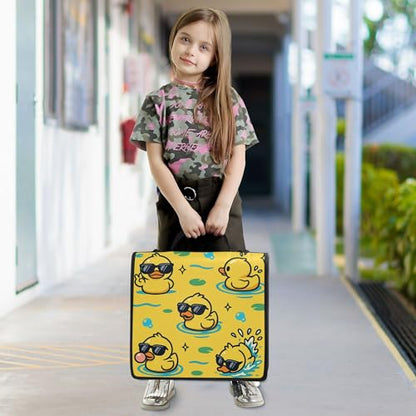 Cartoon Rubber Duck Wear Sunglasses Zipper Binder Organizer with Shoulder Strap Multi-Pocket 1.5 Inch 3 Rings Pencil Case Portfolio Binder Home Travel Cards Storage Container - color: Cartoon Rubber Duck Wear Sunglasses