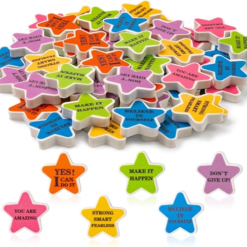 Pencil Eraser for Student Reward Classroom Prizes Birthday Gift Filler Supplies (Motivational Star-Shaped-120pcs)
