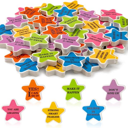 Pencil Eraser for Student Reward Classroom Prizes Birthday Gift Filler Supplies (Motivational Star-Shaped-120pcs)