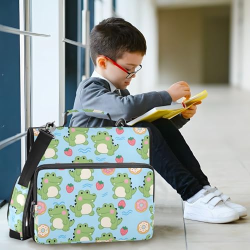3 Ring Zipper Binder Dinosaur Strawberry Binders Bag with Shoulder Strap 500 Sheets Paper Organizer Trapper Keeper Documents Storage File Folder for School Office - color: A422