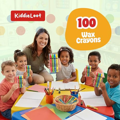 Bulk Crayons 100 Pack (25 Sets of 4) - Individually Wrapped Crayons Party Favors for Kids, Restaurants, Classrooms, Birthday Goodie Bags, School Supplies, Travel, Toddler Coloring, Non-Toxic - style: 25 Packs of 4 (100 Count)