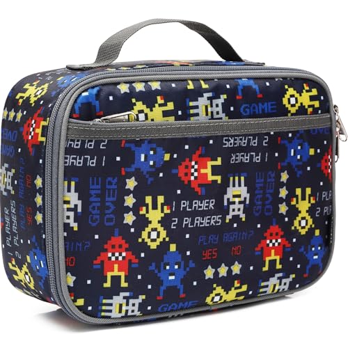 FlowFly Kids Lunch box Insulated Soft Bag Mini Cooler Back to School Thermal Meal Tote Kit for Girls, Boys, Robot - color: Robot