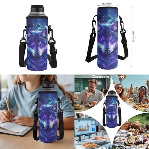 Galaxy Wolf Backpack with Lunch Box for Elementary Boy Back to School Supplies, Perple 17 Inch 4 Pcs Bookbag with Wider Strap to Reduce Shoulder Pressure - color: Galaxy Wolf