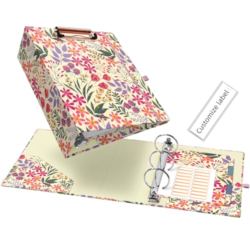 Ospelelf Mini 3 Ring Binder, 2 Inch, Cute Floral Binder for 5.5" x 8.5" with 5 Tab Dividers, File Folder Labels and Low Profile Clipboards - color: Floral, size: Mini 2in（ 5.5" x 8.5"）