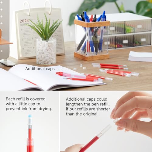 Retractable Gel Pen Refills, Shuttle Art 30 Pack Red Rollerball Gel Ink Pens Refills, Bulk Set, 0.7mm Fine Point for Writing Journaling Taking Notes School Office Home - color: Red, size: 30 Count (Pack of 1)