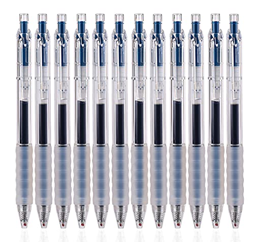 czxwyst GP270 Refillable & Retractable Gel Ink Pens with Soft Grip Large Capacity 0.5mm Fine Point 12-Pack (Blue Black) - color: Blue Black