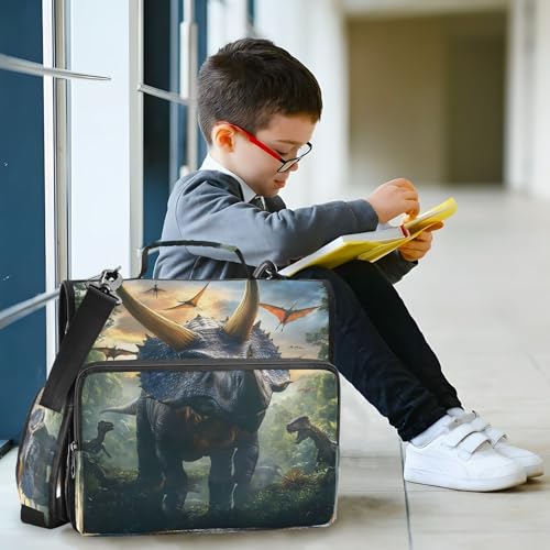 3 Ring Zipper Binder Dinosaur Binders Bag with Shoulder Strap 500 Sheets Paper Organizer Trapper Keeper Documents Storage File Folder for School Office - color: A1184