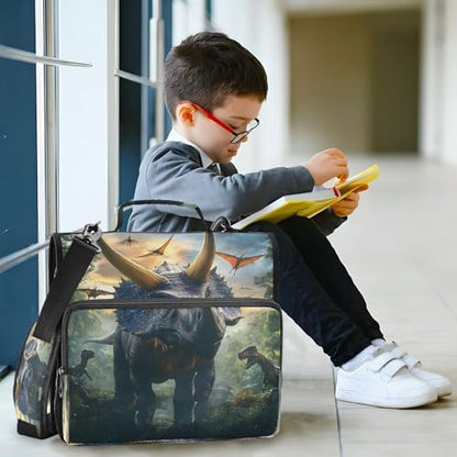 3 Ring Zipper Binder Dinosaur Binders Bag with Shoulder Strap 500 Sheets Paper Organizer Trapper Keeper Documents Storage File Folder for School Office - color: A1184