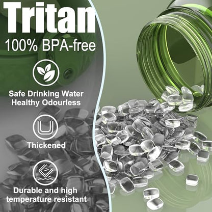 GOPPUS Water Bottles Clear Water Bottle with Straw 32oz Plastic Water Bottles BPA Free Tritan Wide Mouth Bottle Leakproof Motivational bottles water for Gym,Hiking,School or Office(1 Bottles) - color: Olive Green
