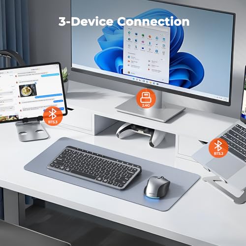 MEETION Wireless Bluetooth Keyboard and Mouse Combo, Rechargeable Slim Wireless Keyboard and Mouse, 3 Multi-Device Connection, Low-Profile Compact Keyboard, for PC Laptop Tablet iPad, Windows/Mac/iOS - color: Compact Black