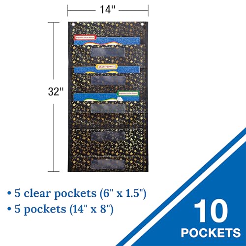 File Folder Storage: Gold Stars Pocket Chart - color: Gold Stars