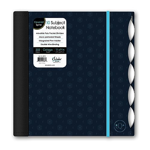 "iScholar iQ Poly Fashion Cover 10 Subject Notebook, College Ruled, 11"" x 8.5"", 250 Sheets, Designs Will Vary (58912)", fashion print dark - color: Fashion Print Dark, size: 10 Subject, style: College Ruled