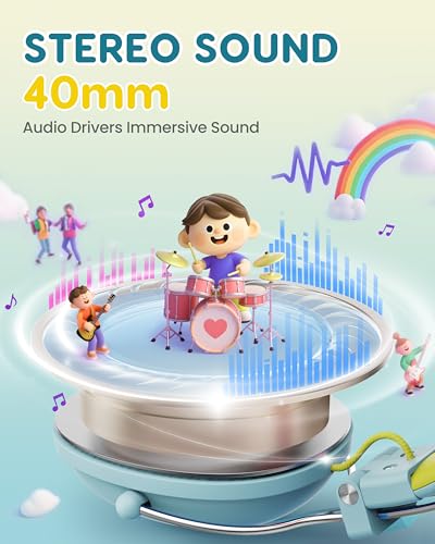 awatrue Kids Headphones, 74/85dB Safe Volume Limit, Stereo Sound, Wired On-Ear Headphones for Kids Boys Girls, 3.5mm Jack for Tablet, iPad, Kindle, YOTO Player, Airplane Travel, Green - color: Green-Yellow
