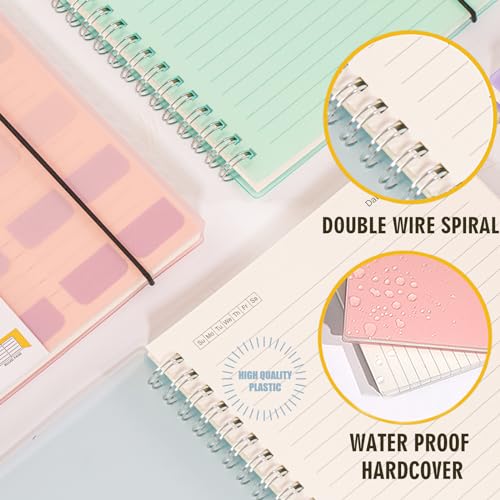 OWSC 4 Pack College Ruled Spiral Notebook, Notebooks for Work A5 Lined | 5.9 x 8.3 IN Notebooks College Ruled for Note Taking, School and Journal with 80 Sheets/160 Pages 110 GSM Thick Papers - size: Ruled-A5-4 Pcs