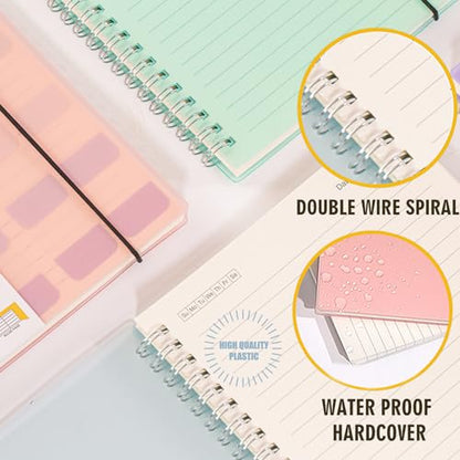 OWSC 4 Pack College Ruled Spiral Notebook, Notebooks for Work A5 Lined | 5.9 x 8.3 IN Notebooks College Ruled for Note Taking, School and Journal with 80 Sheets/160 Pages 110 GSM Thick Papers - size: Ruled-A5-4 Pcs