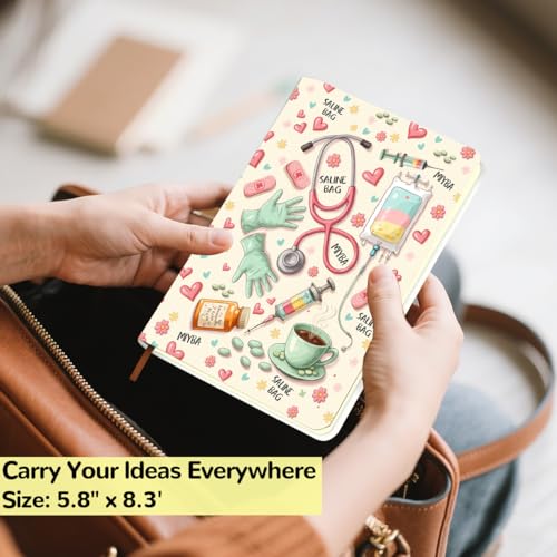 Lovdazzles Pretty Leather Lined Journal Medical Assistant Notebook 200 Pages A5 Ruled Journaling Notebooks, Ma Gifts for Women, Ma Notebook Medical Journal nurses day gift(5.8 x 8.3) - color: Multi 1710