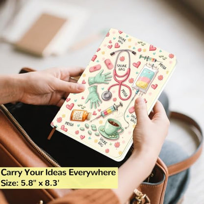 Lovdazzles Pretty Leather Lined Journal Medical Assistant Notebook 200 Pages A5 Ruled Journaling Notebooks, Ma Gifts for Women, Ma Notebook Medical Journal nurses day gift(5.8 x 8.3) - color: Multi 1710