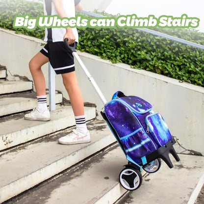 Backpack Trolley Wheeled Cart with Edge Guard Base Noiseless Big Wheels Aluminium Alloy Folding Hand Truck with Luggage Strap for Universal Backpacks Luggage cart for Teenagers,Adults,School,Travel - size: Noiseless Large Wheels with Edge Guard
